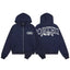 Navy Blue Graphic Zip-Up Hoodie | Streetwear Hoodie with Oversized Back Logo Design