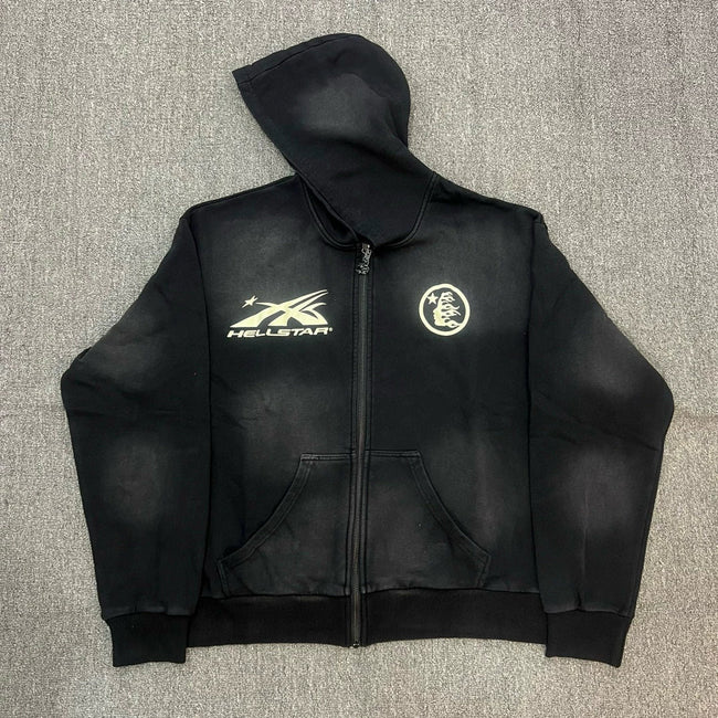 Hellstar Black Washed Zip Up Hoodie Hover Image