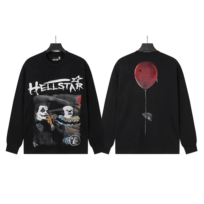 Hellstar Black Clown Red Balloon Graphic Long Sleeve Top Hover Image
