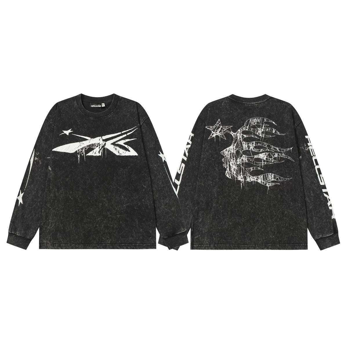 Hellstar Black Cross Arrow Graphic Long Sleeve Top