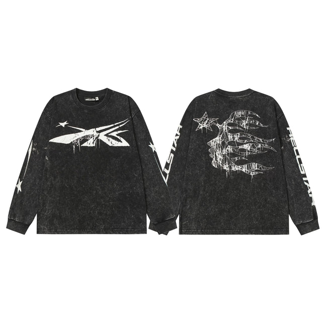 Hellstar Black Cross Arrow Graphic Long Sleeve Top Hover Image