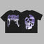 Revenge Purple & Silver Gradient Arch Logo & Broken Skull Graphic Short Sleeve T-Shirt Black