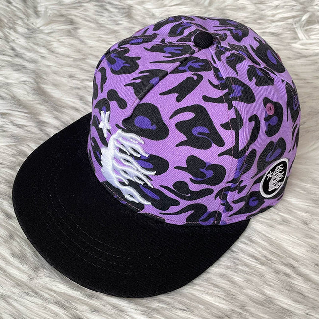 Hellstar Purple Leopard Print Flat Brim Cap Hover Image