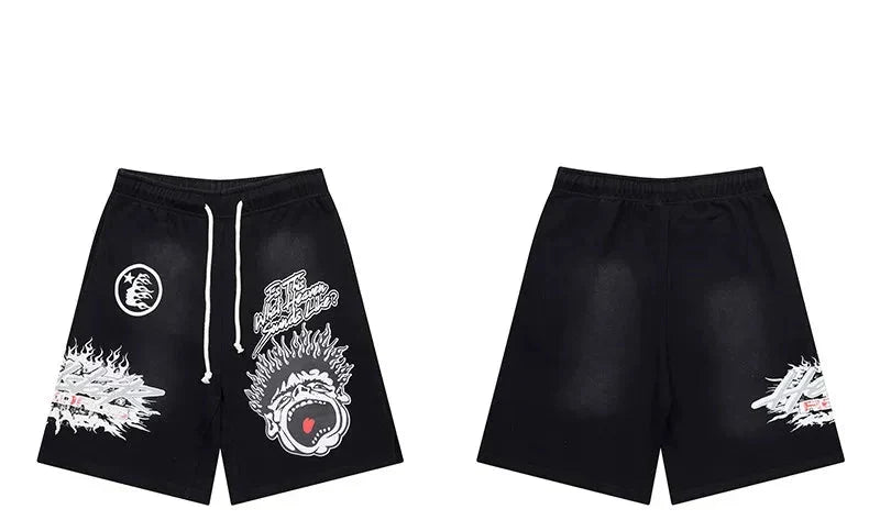Hellstar Black Graphic Print Shorts