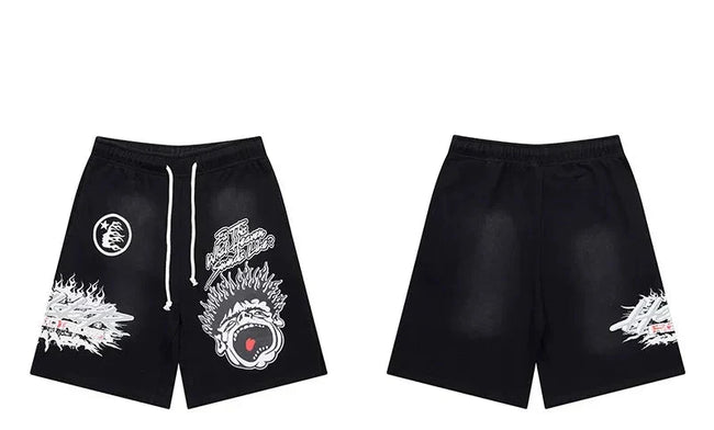 Hellstar Black Graphic Print Shorts Hover Image