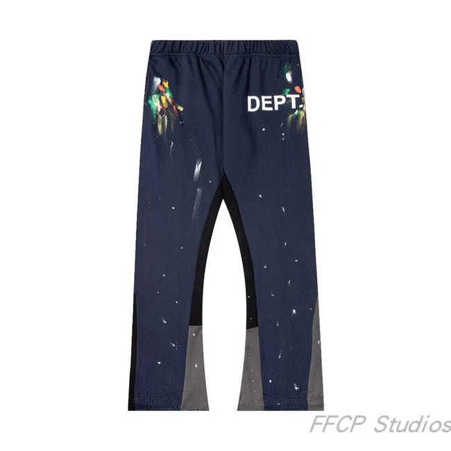 Gallery Dept. "DEPT." Paint Splatter Contrast Panel Sweatpants - Navy Blue Hover Image