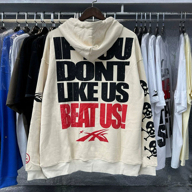 Hellstar Cream "If You Don't Like Us Beat Us" Hoodie Hover Image