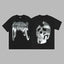 Revenge Silver Metallic Arch Logo & Skull Graphic Short Sleeve T-Shirt (Black)