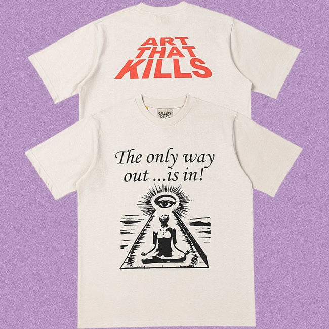Gallery Dept. Meditation Graphic Short Sleeve T-Shirt - Cream/Red Hover Image