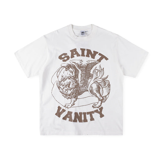 SAINT VANITY Winged Creature Graphic Short-Sleeve T-Shirt - White / Brown Hover Image