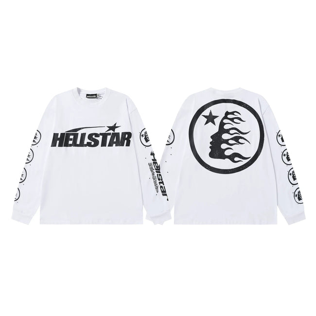 Hellstar White Logo Flame Portrait Long Sleeve Shirt Hover Image