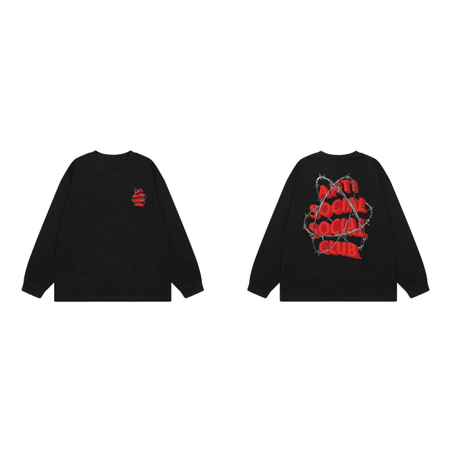Anti Social Social Club Barbed Wire Red Logo Long Sleeve T-Shirt - Black Hover Image