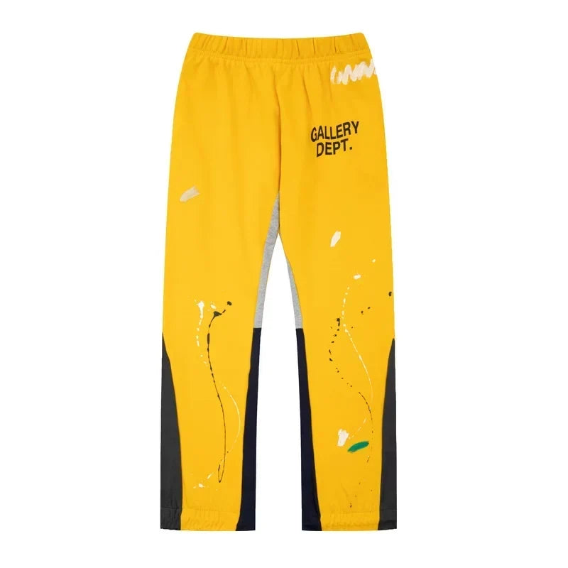 Gallery Dept. Paint Splatter Contrast Panel Sweatpants - Yellow