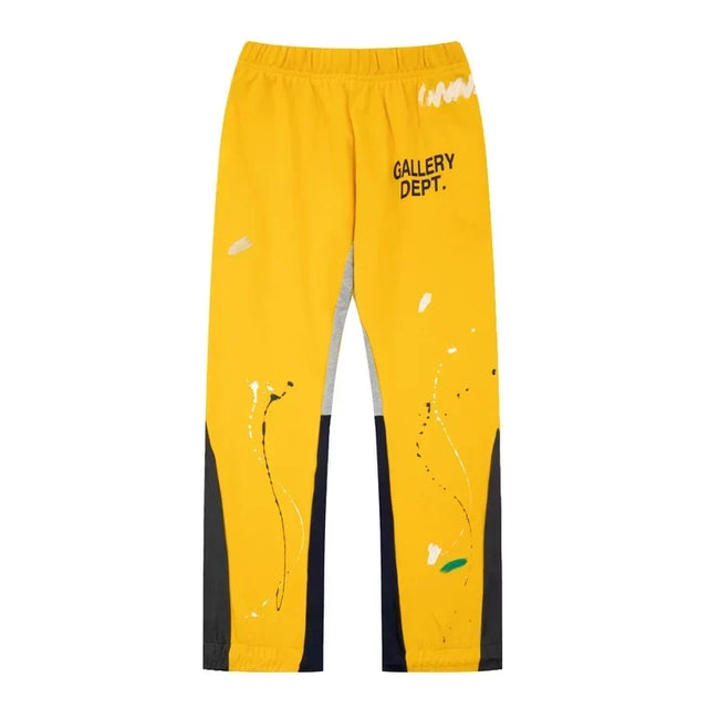 Gallery Dept. Paint Splatter Contrast Panel Sweatpants - Yellow Hover Image