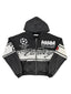 Valley Vintage Racing‑Style Zip‑Up Hoodie, Unisex Black Washed Streetwear Jacket