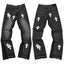 Gallery Dept. White Cross Patch Contrast Side Panel Washed Black Denim Jeans