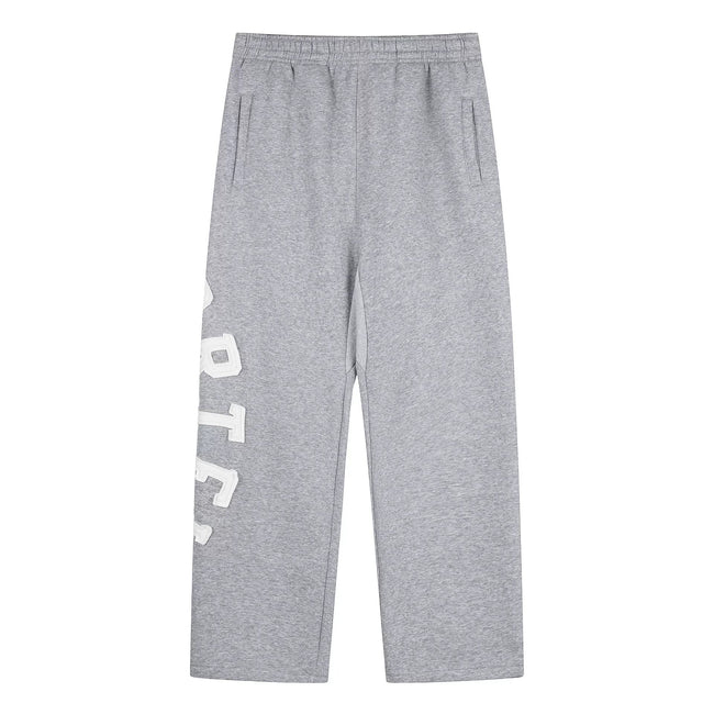 Grey Graphic Straight-Leg Sweatpants | Minimalist Streetwear Pants with Side Letter Detail Hover Image