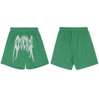 Revenge Gothic Logo Mesh Athletic Shorts - Green