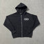 Black Zip-Up Hoodie | Minimalist Streetwear Hoodie with Embroidered Logo Detail