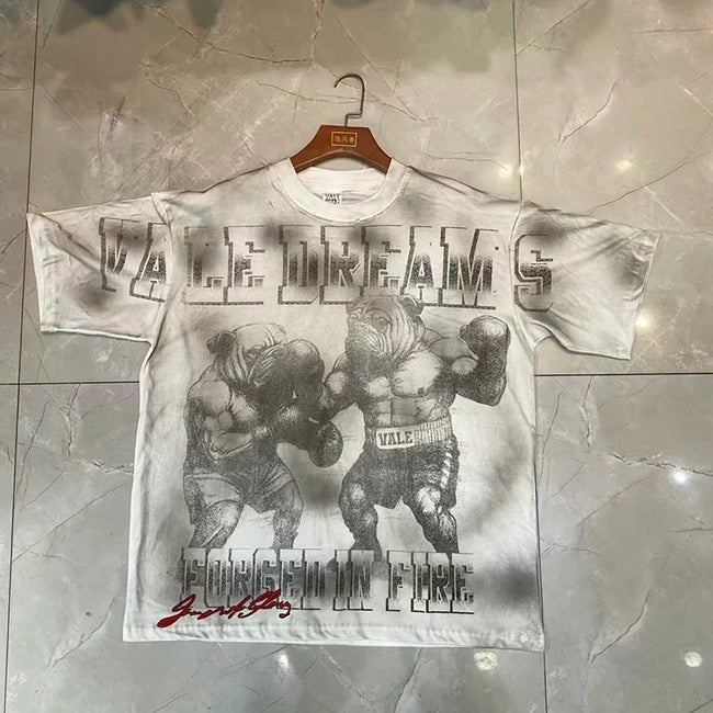 Valleydream Grey Washed Wrestler Retro Portrait Valley Dreams T-Shirt Hover Image