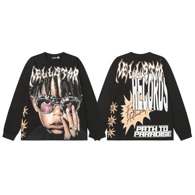 Hellstar Black Dreadlocks Portrait Long Sleeve Shirt Hover Image