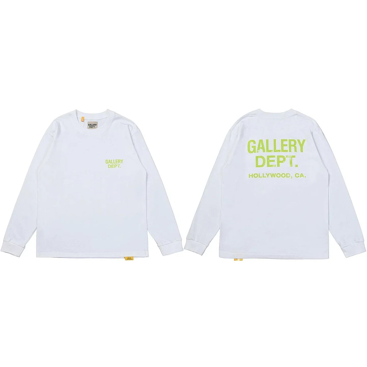Gallery Dept. Hollywood Logo Long Sleeve T-Shirt - White/Neon Yellow