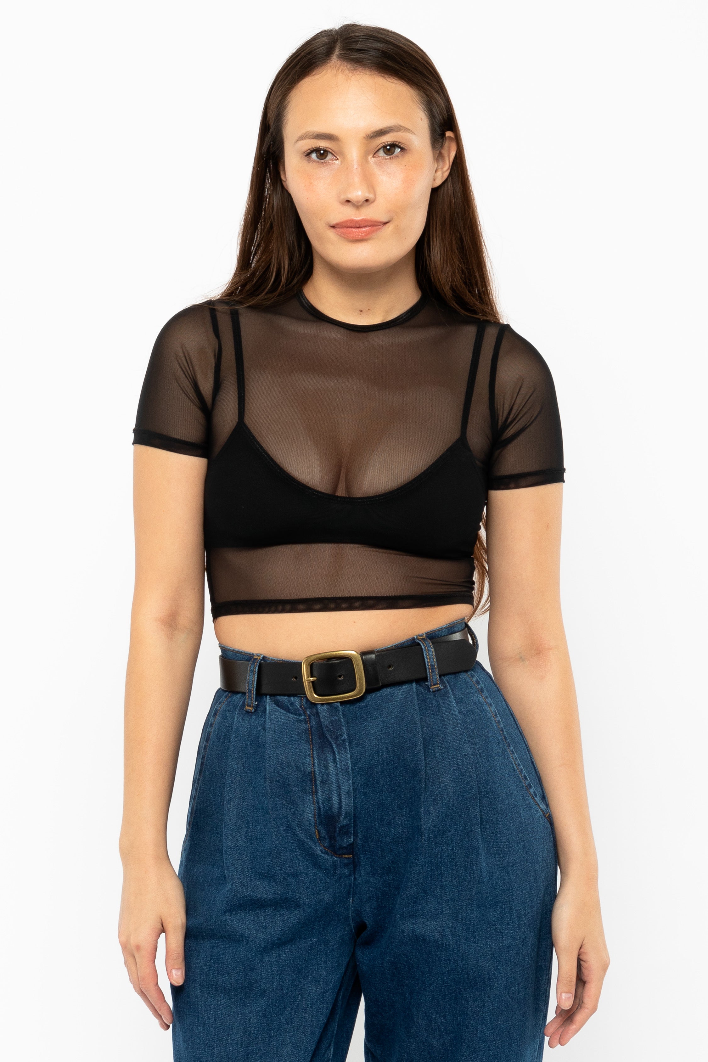 RSALBT04 - Unisex Rectangle Center Bar Buckle Leather Belt
