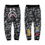 BAPE Starry Night Black Camo Shark Face Graphic Jogger Pants Unisex Streetwear Sweatpants