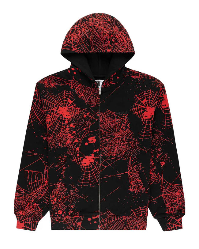 Sp5der AOP V2 Zip Up Hoodie Black Hover Image