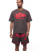 Sp5der Contrast Stitch Slub Tee Slate Grey