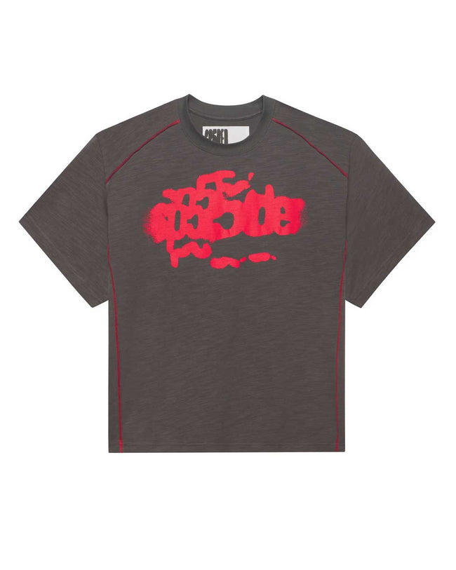 Sp5der Contrast Stitch Slub Tee Slate Grey Hover Image