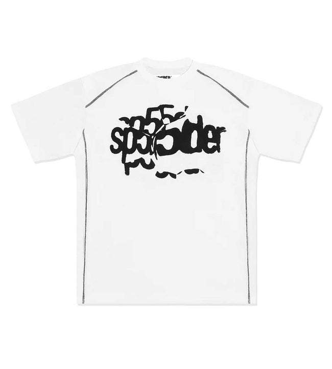 Sp5der Contrast Stitch Slub Tee White Hover Image