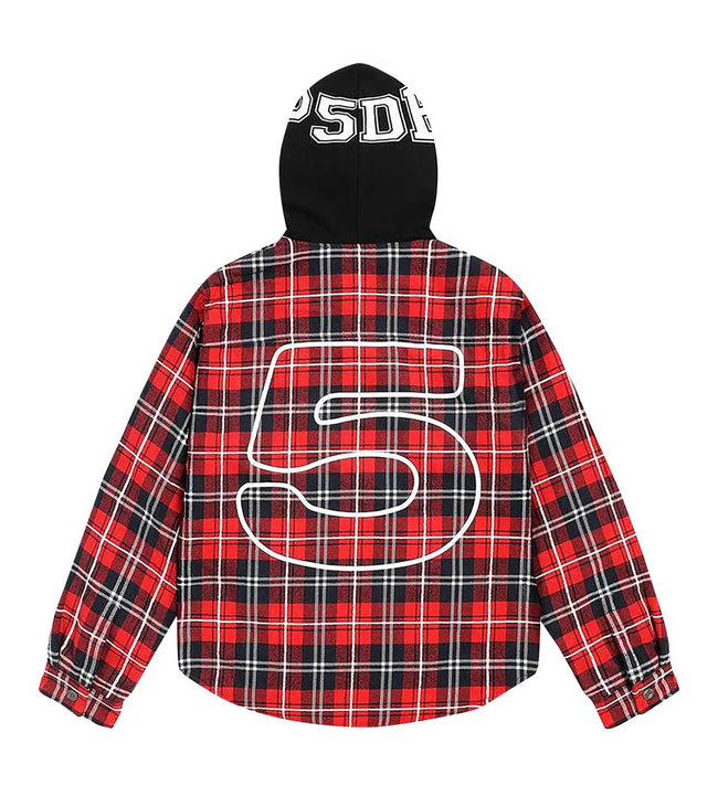 Sp5der Hooded Flannel Zip Up Black/Red Main Image