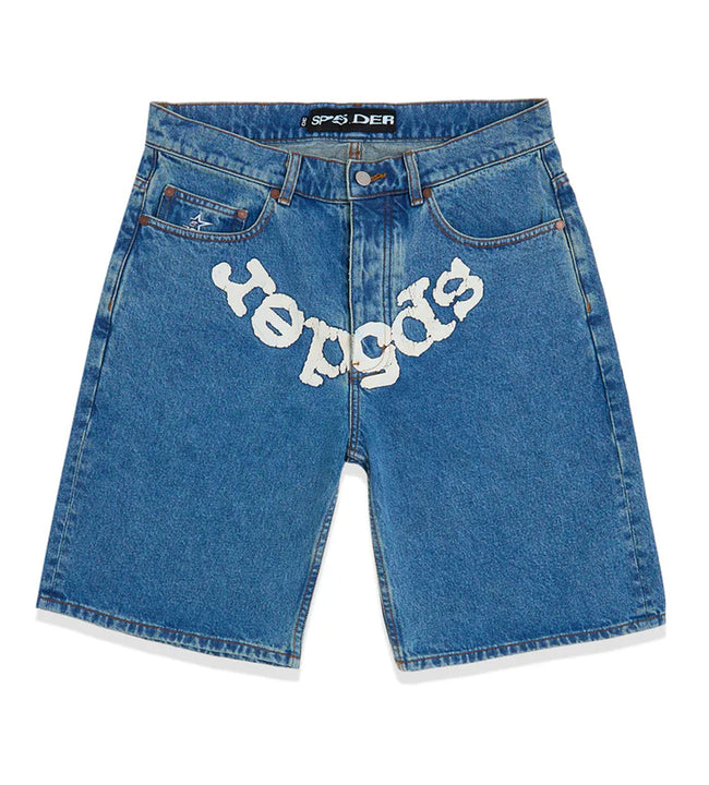 Sp5der OG Logo Denim Shorts Blue Hover Image