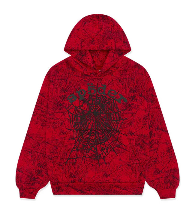 Sp5der OG Tree Camo Hoodie Red Hover Image