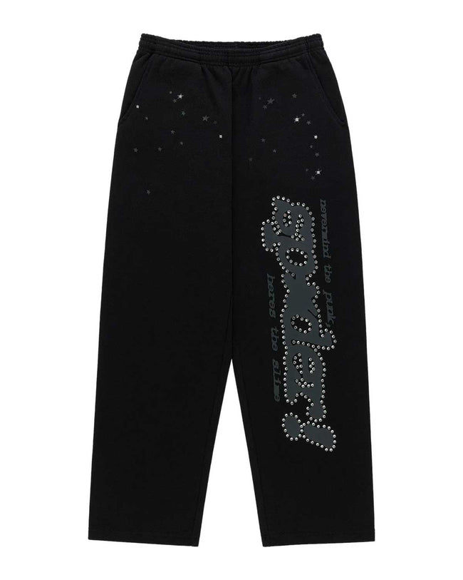 Sp5der P*nk V2 Rhinestone Sweatpants Black Hover Image