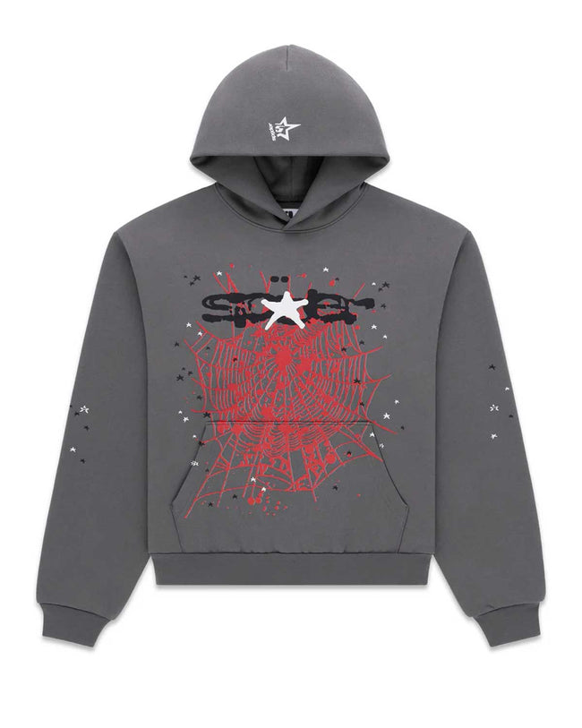 Sp5der Splat Punk Hoodie Slate Grey Hover Image