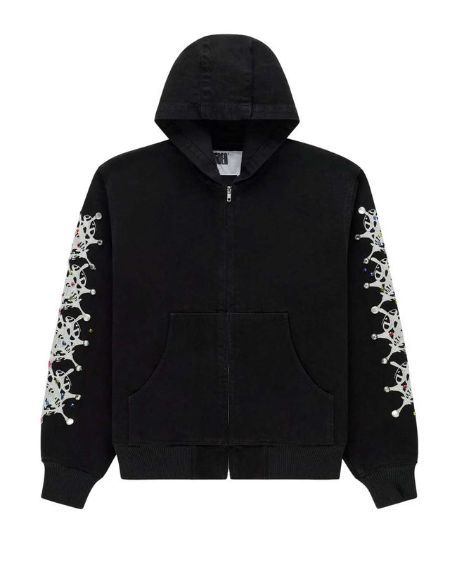 Sp5der Webstone Hooded Denim Work Jacket Black Hover Image