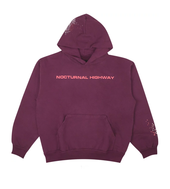 Sp5der Nocturnal Highway Hoodie Dark Purple Main Image