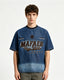 Gradient denim washed short-sleeved shirt