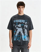 Vintage washed distressed short-sleeved shirt