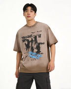 Splatter-style distressed short-sleeved shirt