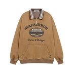 Retro distressed polo sweatshirt
