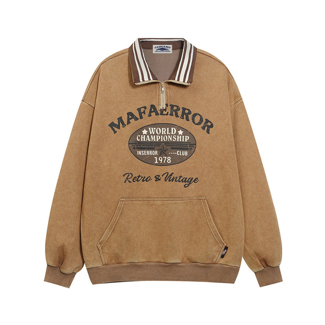 Retro distressed polo sweatshirt Hover Image