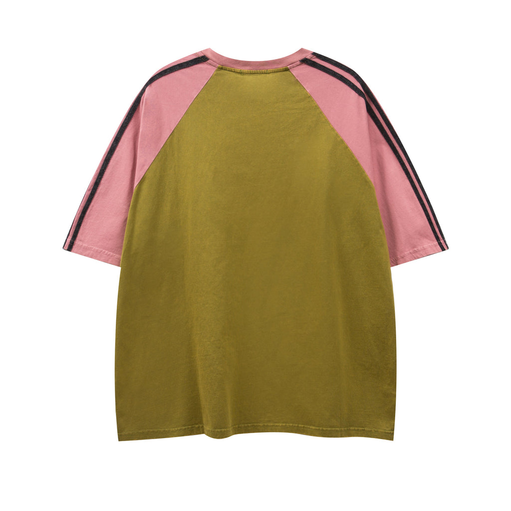 Retro colorblock short sleeves