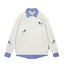 Spliced plaid fake two-piece polo sweatshirt