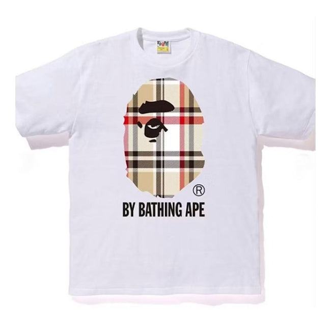 BAPE A Bathing Ape Check by Bathing Tee White Black Hover Image