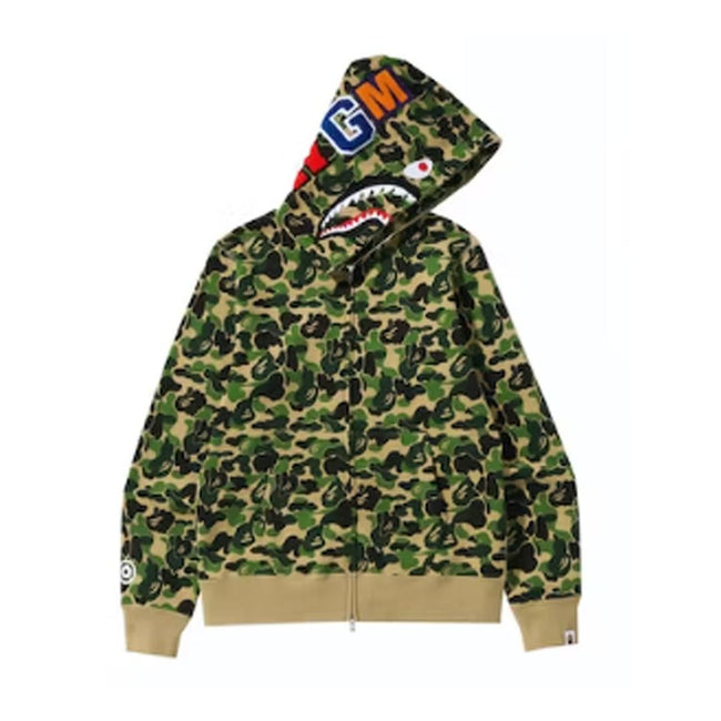 BAPE ABC Camo Shark Full Zip Hoodie Green Hover Image