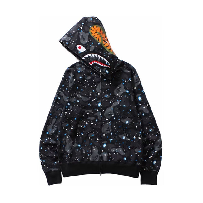 BAPE Relaxed Space Camo Full Zip Hoodie Black Hover Image