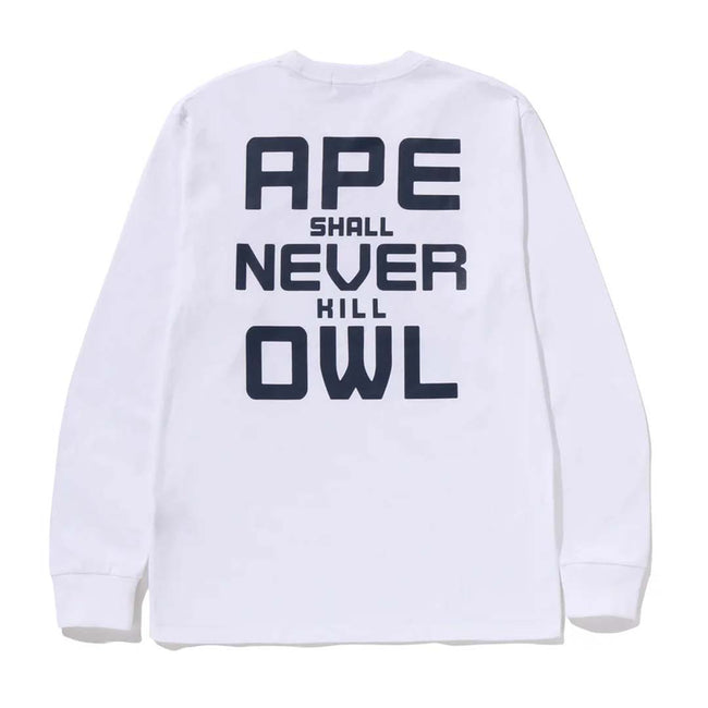 BAPE x OVO Collegiate Long Sleeve Tee White Main Image